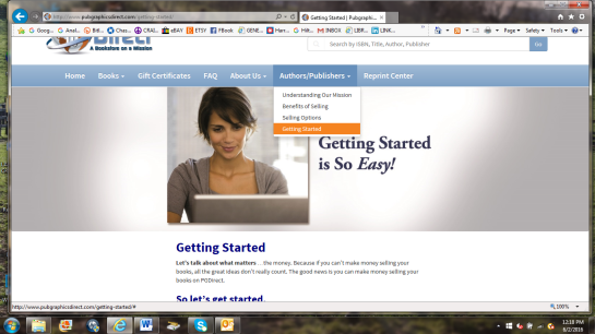 Navigate to the Getting Started tab on pubgraphicsirect.com 